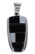 Silver Black Jade Mother Of Pearl Inlay Jewelry Slide Pendant RS42776